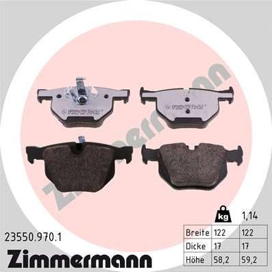 Zimmermann 23550.970.1 - Комплект спирачно феродо, дискови спирачки vvparts.bg