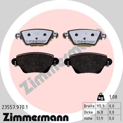 Zimmermann 23557.970.1 - Комплект спирачно феродо, дискови спирачки vvparts.bg