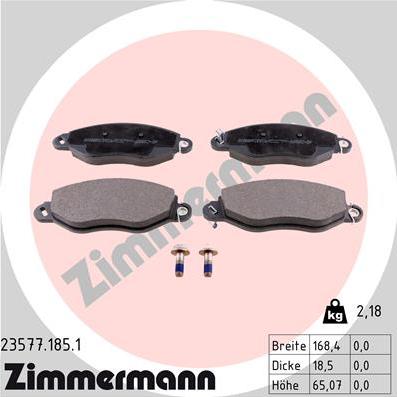 Zimmermann 23577.185.1 - Комплект спирачно феродо, дискови спирачки vvparts.bg