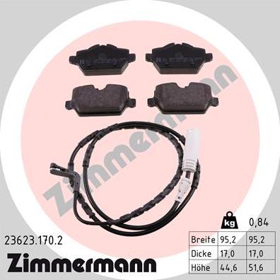 Zimmermann 23623.170.2 - Комплект спирачно феродо, дискови спирачки vvparts.bg