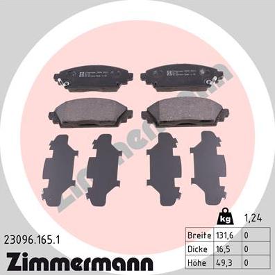 Zimmermann 23096.165.1 - Комплект спирачно феродо, дискови спирачки vvparts.bg