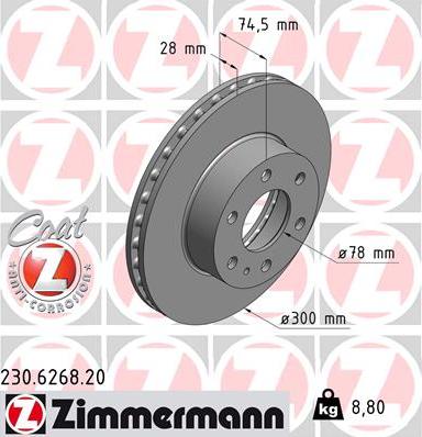 Zimmermann 230.6268.20 - Спирачен диск vvparts.bg
