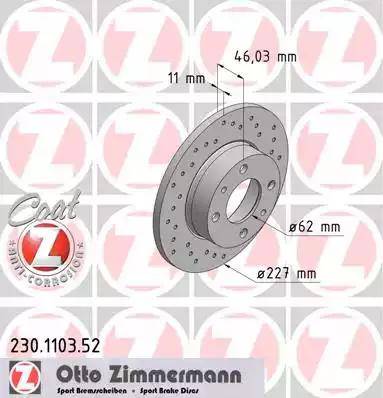Zimmermann 230.1103.52 - Спирачен диск vvparts.bg
