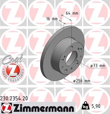 Zimmermann 230.2354.20 - Спирачен диск vvparts.bg