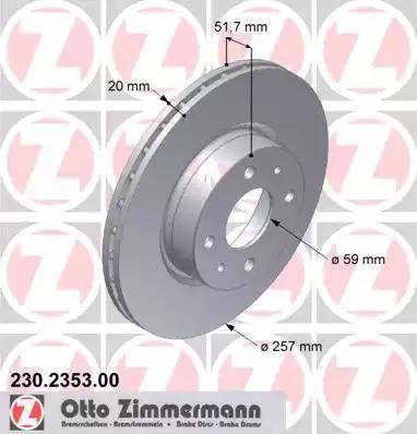 Zimmermann 230.2353.00 - Спирачен диск vvparts.bg