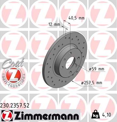 Zimmermann 230.2357.52 - Спирачен диск vvparts.bg