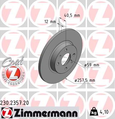 Zimmermann 230.2357.20 - Спирачен диск vvparts.bg