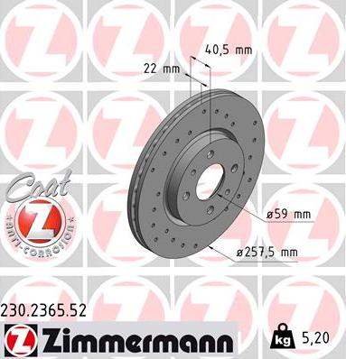 Zimmermann 230.2365.52 - Спирачен диск vvparts.bg
