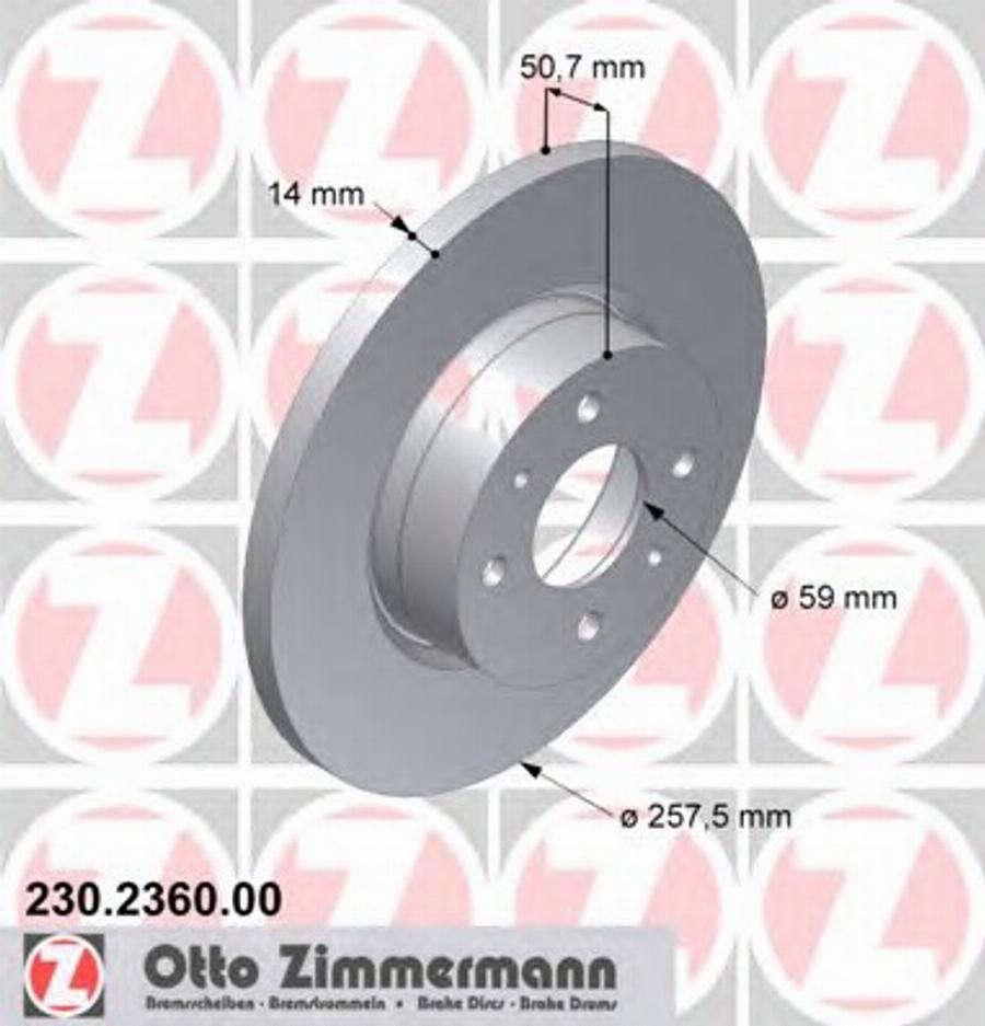 Zimmermann 230236000 - Спирачен диск vvparts.bg