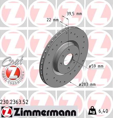 Zimmermann 230.2363.52 - Спирачен диск vvparts.bg