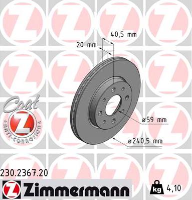 Zimmermann 230.2367.20 - Спирачен диск vvparts.bg