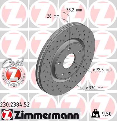 Zimmermann 230.2384.52 - Спирачен диск vvparts.bg