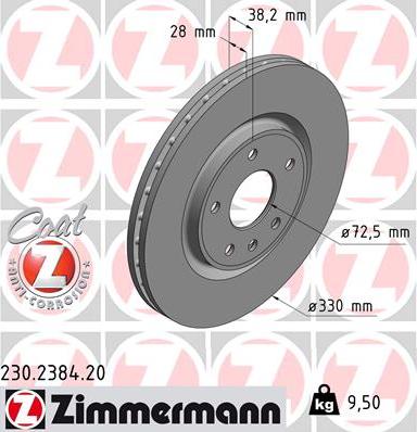 Zimmermann 230.2384.20 - Спирачен диск vvparts.bg