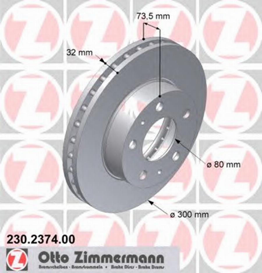 Zimmermann 230.2374.00 - Спирачен диск vvparts.bg