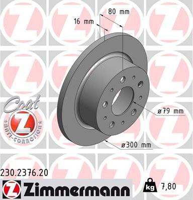 Zimmermann 230.2376.20 - Спирачен диск vvparts.bg