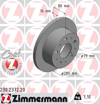 Zimmermann 230.2372.20 - Спирачен диск vvparts.bg