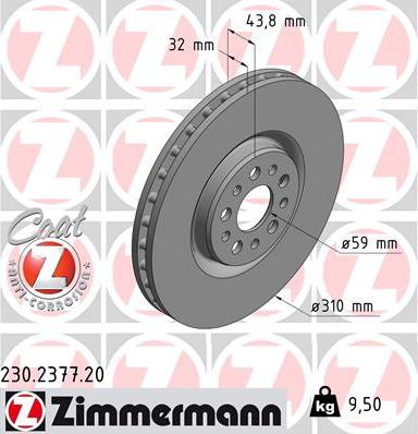 Zimmermann 230.2377.20 - Спирачен диск vvparts.bg