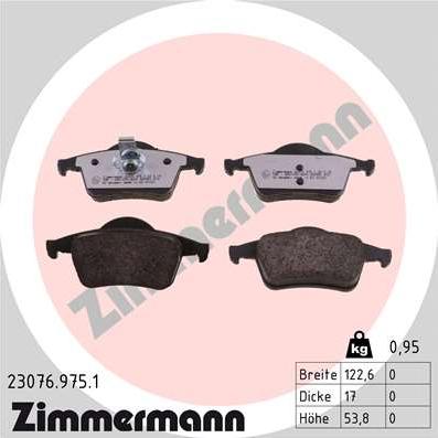 Zimmermann 23076.975.1 - Комплект спирачно феродо, дискови спирачки vvparts.bg