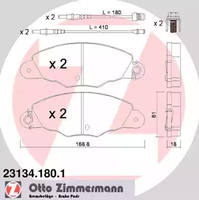 Zimmermann 23134.180.1 - Комплект спирачно феродо, дискови спирачки vvparts.bg