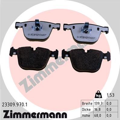 Zimmermann 23309.970.1 - Комплект спирачно феродо, дискови спирачки vvparts.bg