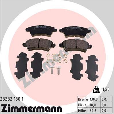 Zimmermann 23333.180.1 - Комплект спирачно феродо, дискови спирачки vvparts.bg