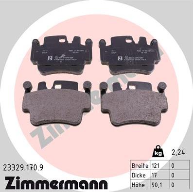 Zimmermann 23329.170.9 - Комплект спирачно феродо, дискови спирачки vvparts.bg