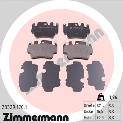 Zimmermann 23329.170.1 - Комплект спирачно феродо, дискови спирачки vvparts.bg