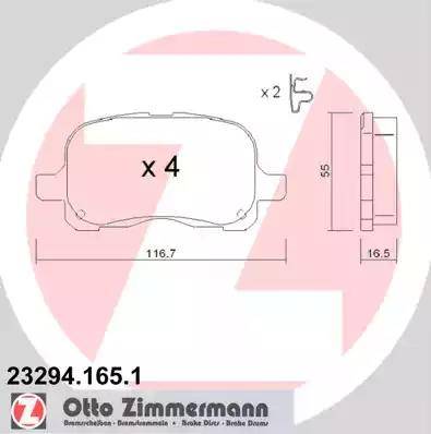 Zimmermann 23294.165.1 - Комплект спирачно феродо, дискови спирачки vvparts.bg