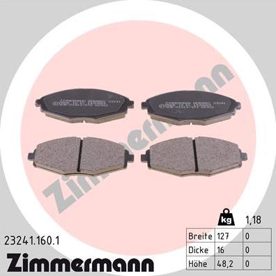 Zimmermann 23241.160.1 - Комплект спирачно феродо, дискови спирачки vvparts.bg