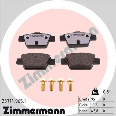 Zimmermann 23714.965.1 - Комплект спирачно феродо, дискови спирачки vvparts.bg