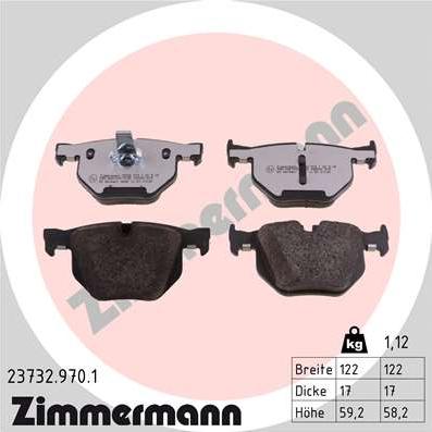 Zimmermann 23732.970.1 - Комплект спирачно феродо, дискови спирачки vvparts.bg