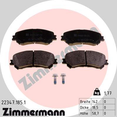 Zimmermann 22347.185.1 - Комплект спирачно феродо, дискови спирачки vvparts.bg