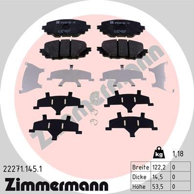 Zimmermann 22271.145.1 - Комплект спирачно феродо, дискови спирачки vvparts.bg