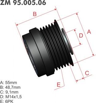 ZM ZM 95.005.06 - Ремъчна шайба, генератор vvparts.bg