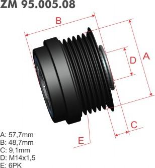 ZM ZM 95.005.08 - Ремъчна шайба, генератор vvparts.bg