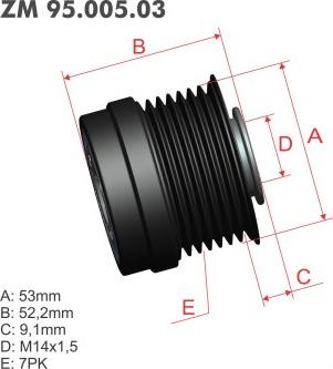 ZM ZM 95.005.03 - Ремъчна шайба, генератор vvparts.bg