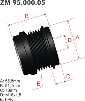 ZM ZM 95.000.05 - Ремъчна шайба, генератор vvparts.bg