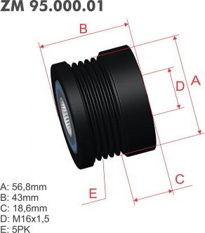 ZM ZM 95.000.01 - Ремъчна шайба, генератор vvparts.bg