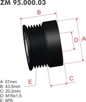 ZM ZM 95.000.03 - Ремъчна шайба, генератор vvparts.bg