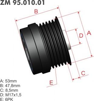 ZM ZM 95.010.01 - Ремъчна шайба, генератор vvparts.bg