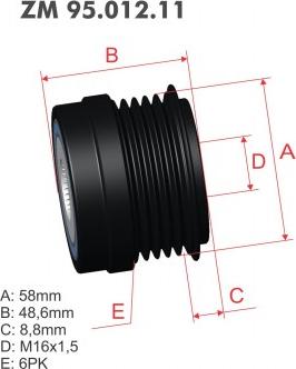 ZM ZM 95.012.11 - Ремъчна шайба, генератор vvparts.bg