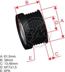 ZM ZM 96.005.16 - Ремъчна шайба, генератор vvparts.bg