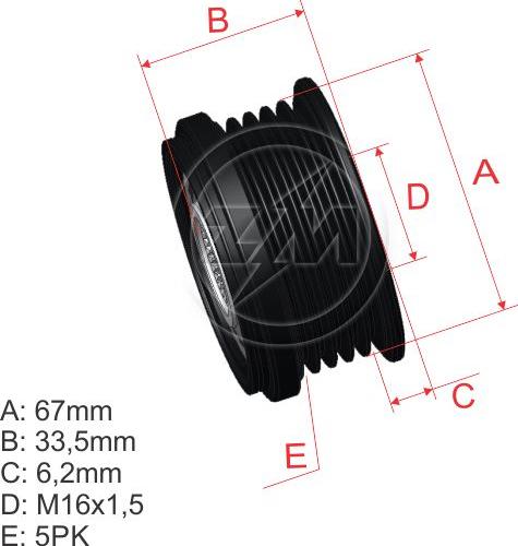 ZM ZM 96.005.38 - Ремъчна шайба, генератор vvparts.bg