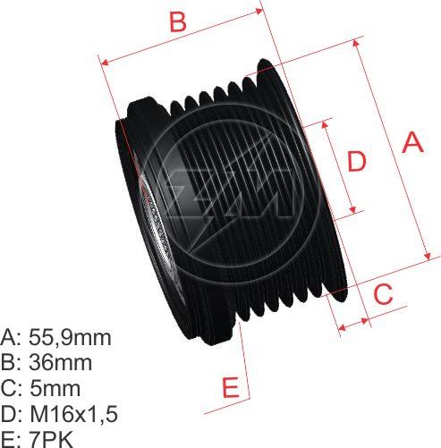 ZM ZM 96.000.30 - Ремъчна шайба, генератор vvparts.bg