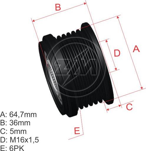 ZM ZM 96.008.07 - Ремъчна шайба, генератор vvparts.bg