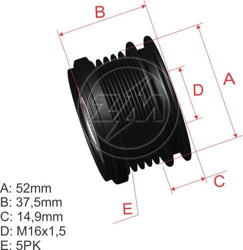 ZM ZM 96.012.37 - Ремъчна шайба, генератор vvparts.bg