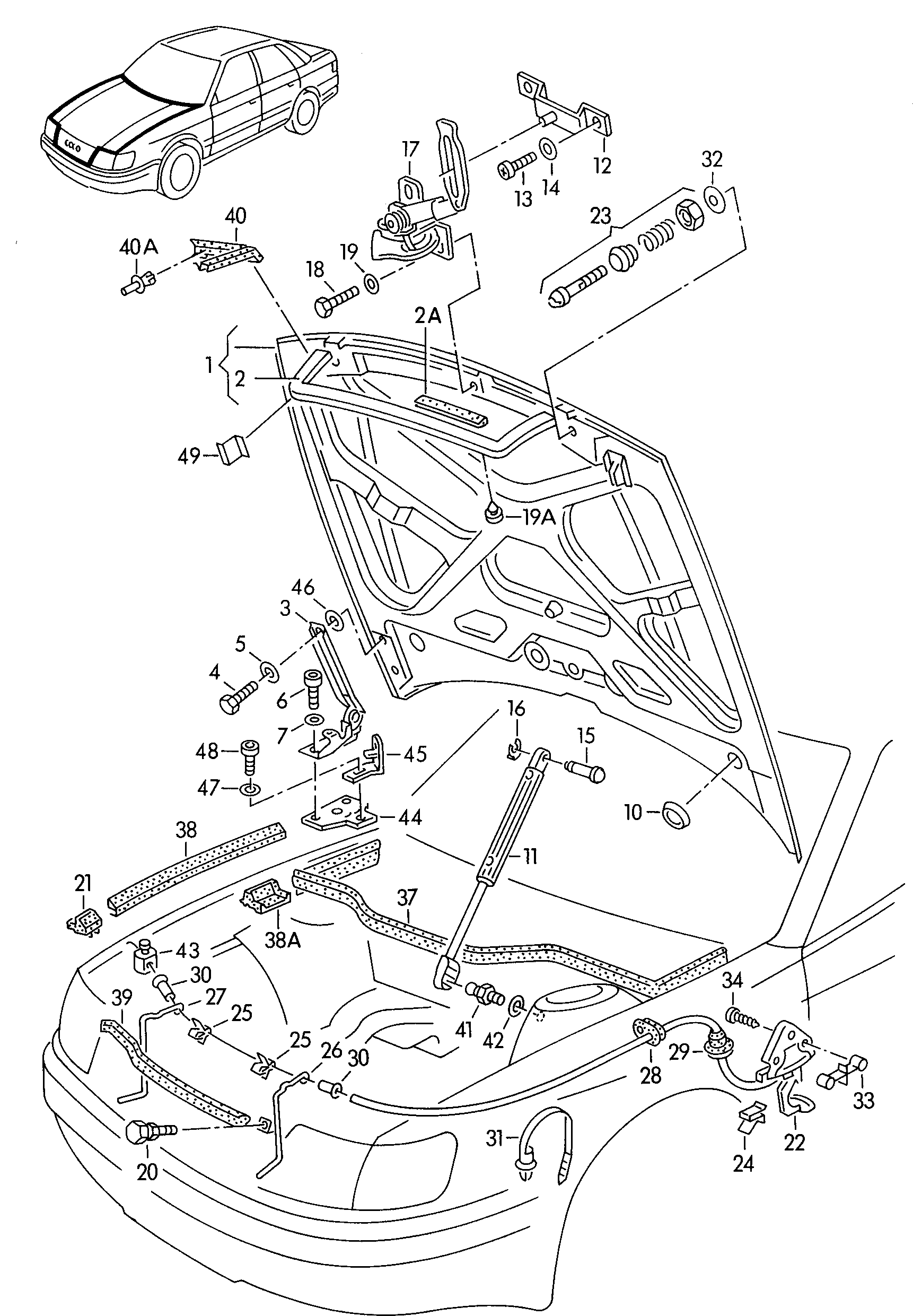 AUDI 4A0 823 359 B - Газов амортисьор, капак на двигателя vvparts.bg