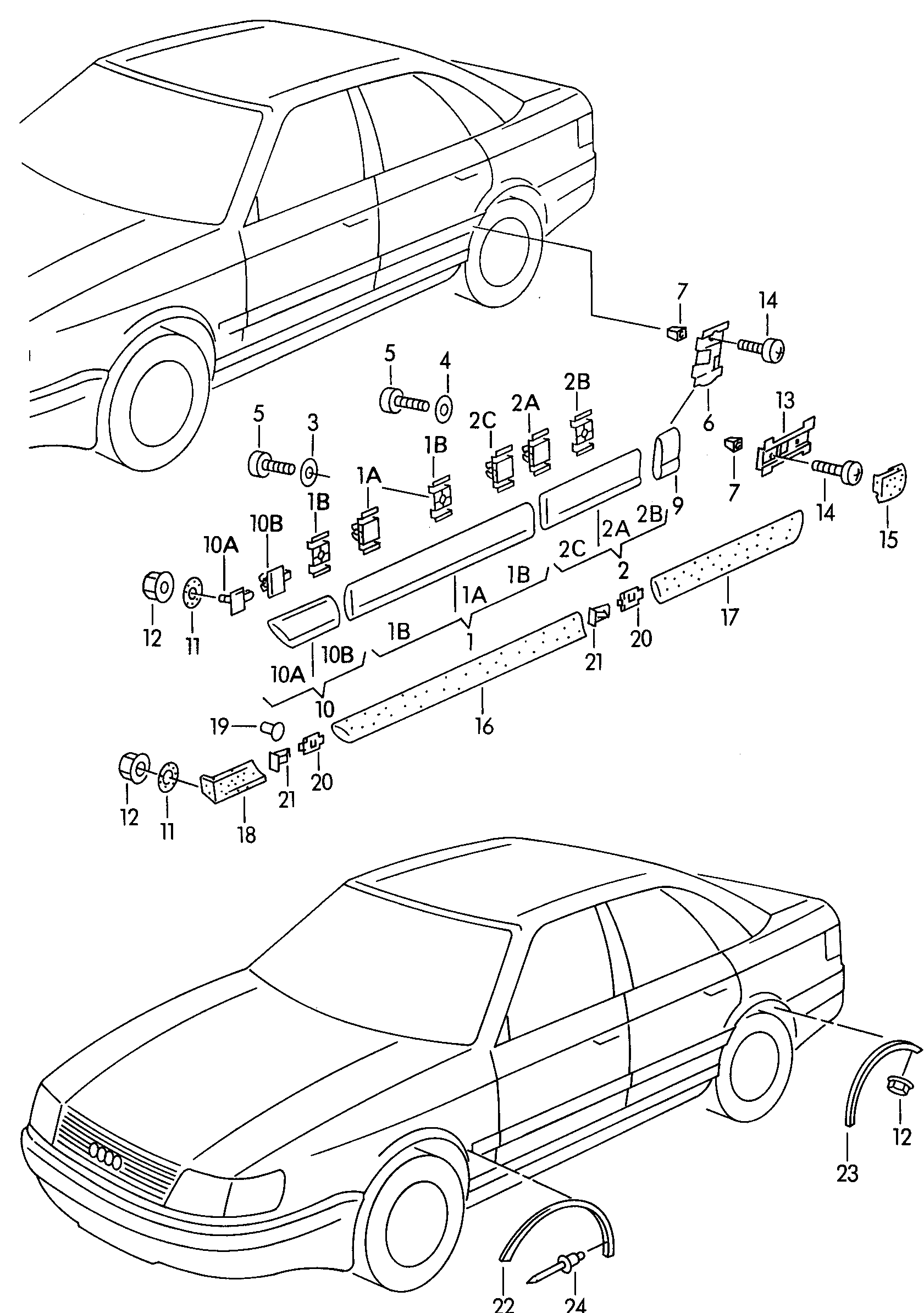 VW 4A0853825 - Клипс (щипка), декоративна / предпазна лайсна vvparts.bg