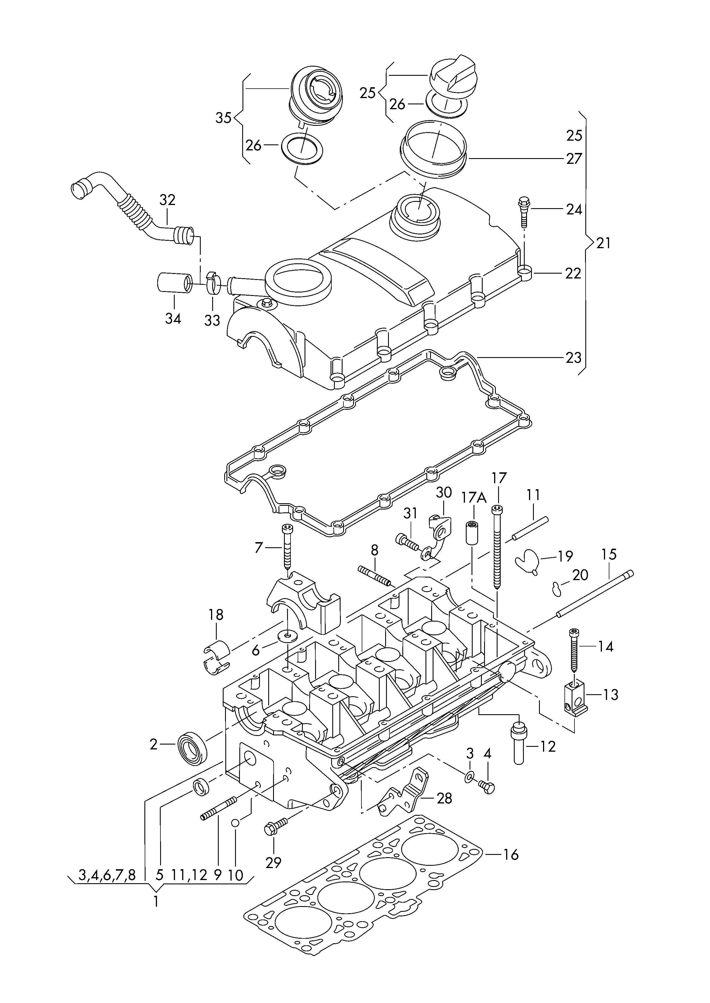 AUDI 038 103 383 BL - Гарнитура, цилиндрова глава vvparts.bg