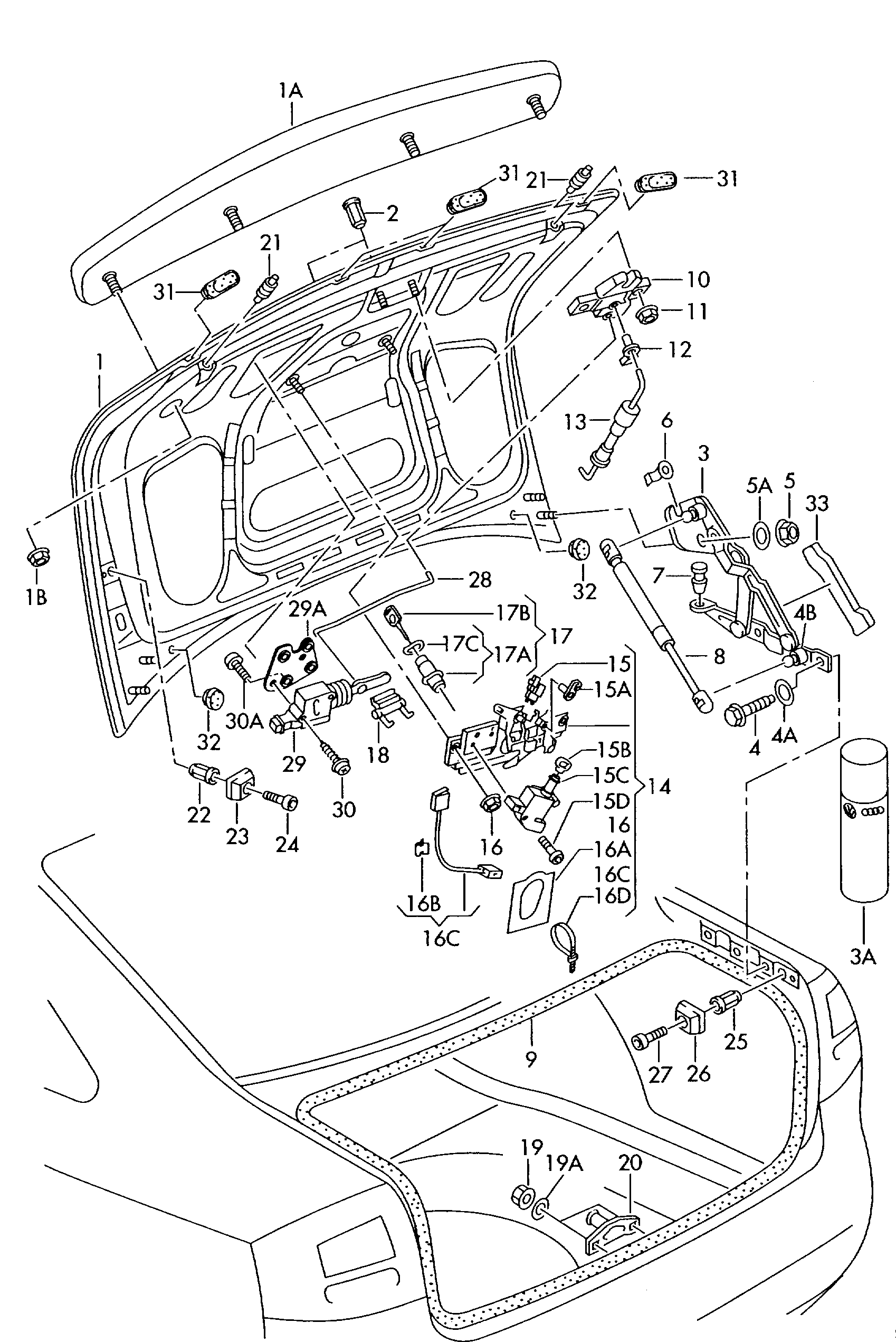 Seat 4B5827552D - Газов амортисьор, багажно / товарно пространство vvparts.bg